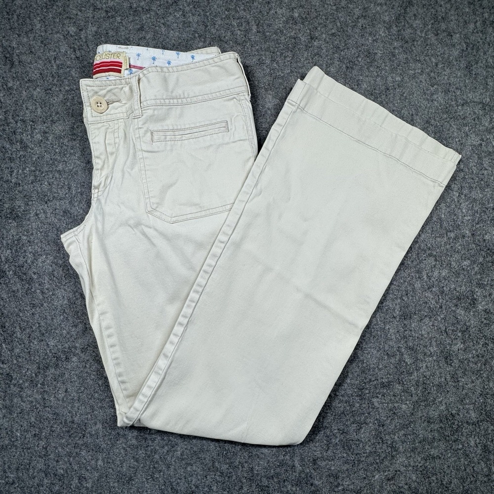 Hollister Chino Pants Women's 7 White Low Rise Slit‎ Pockets Coastal Retro Y2K